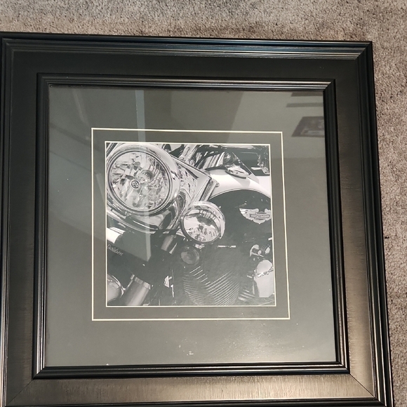 Harley Davison Framed Black and White Motorcycle Picture Frame - Picture 1 of 3